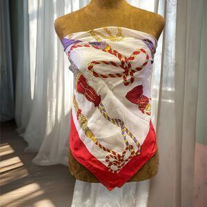 Vintage Festival 100% Silk Rave Bohemian Tassel Print Scarf Bandana